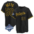 tocy LA.Dodgers #50 Mookie Betts Player Black Gold World Series Meet Limited Home Stitched Jerseys