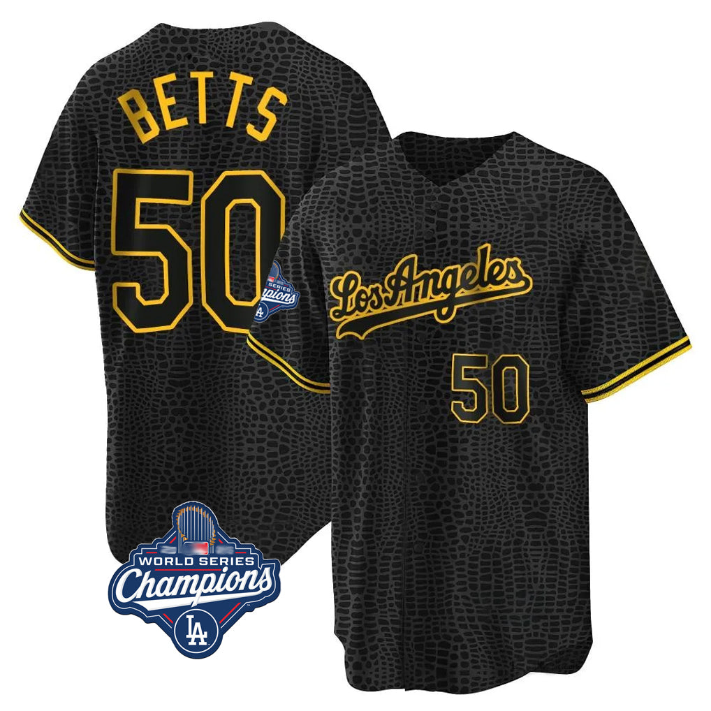 tocy LA.Dodgers #50 Mookie Betts Player Black Gold World Series Meet Limited Home Stitched Jerseys