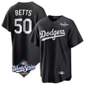 tocy LA.Dodgers #50 Mookie Betts Player Black World Series Carbon Limited Game Stitched Jerseys