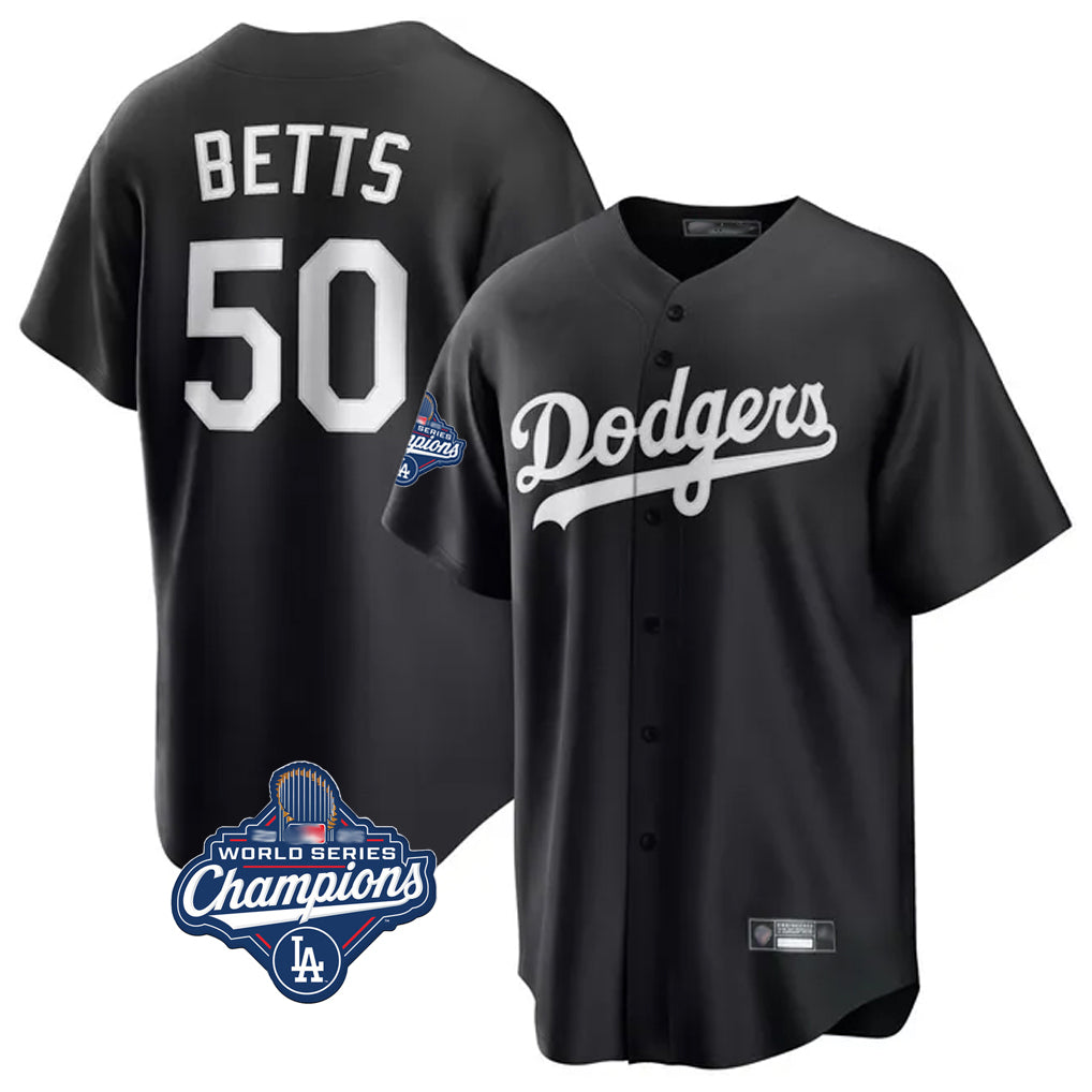 tocy LA.Dodgers #50 Mookie Betts Player Black World Series Meet Carbon Limited Game Stitched Jerseys