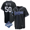 tocy LA.Dodgers #50 Mookie Betts Player Black World Series Meet Carbon Limited Home Stitched Jerseys