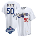 tocy LA.Dodgers #50 Mookie Betts Player Gold White World Series Meet Collection Limited Home Stitched Jerseys