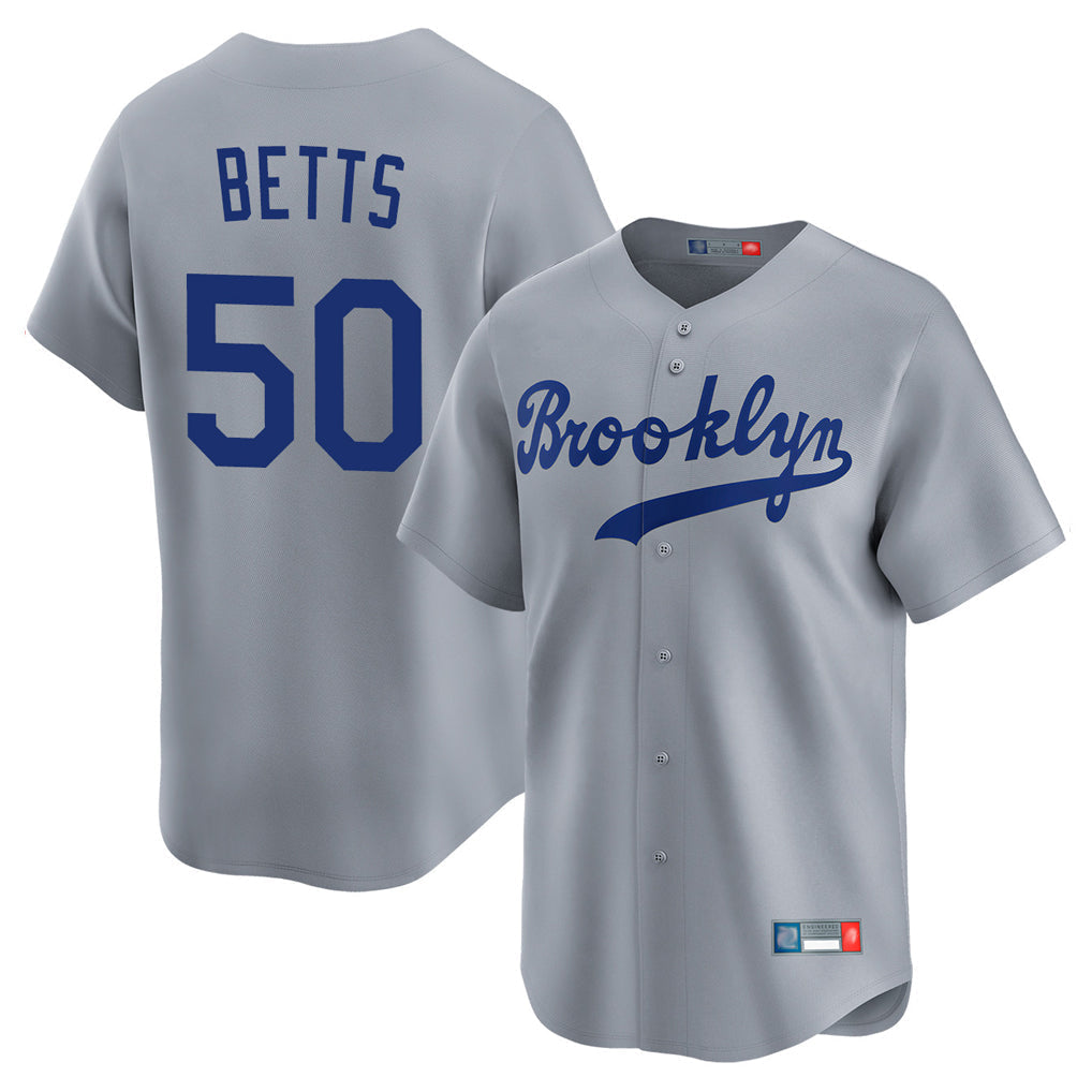 tocy LA.Dodgers #50 Mookie Betts Player Gray Game Limited Home Stitched Jerseys