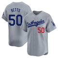 tocy LA.Dodgers #50 Mookie Betts Player Gray Limited Home Stitched Jerseys