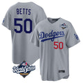 tocy LA.Dodgers #50 Mookie Betts Player Gray World Series Game Home Stitched Jerseys
