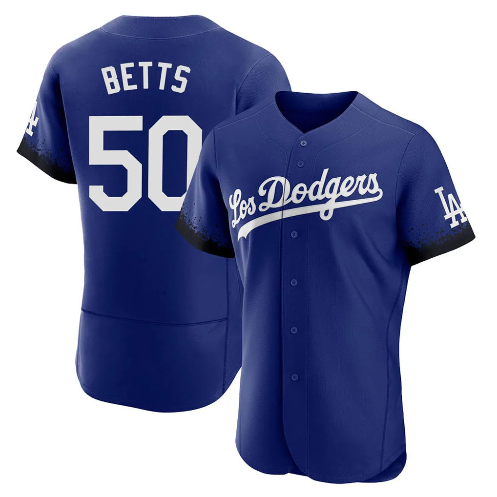 tocy LA.Dodgers #50 Mookie Betts Player Royal City Connect Elite Home Stitched Jerseys