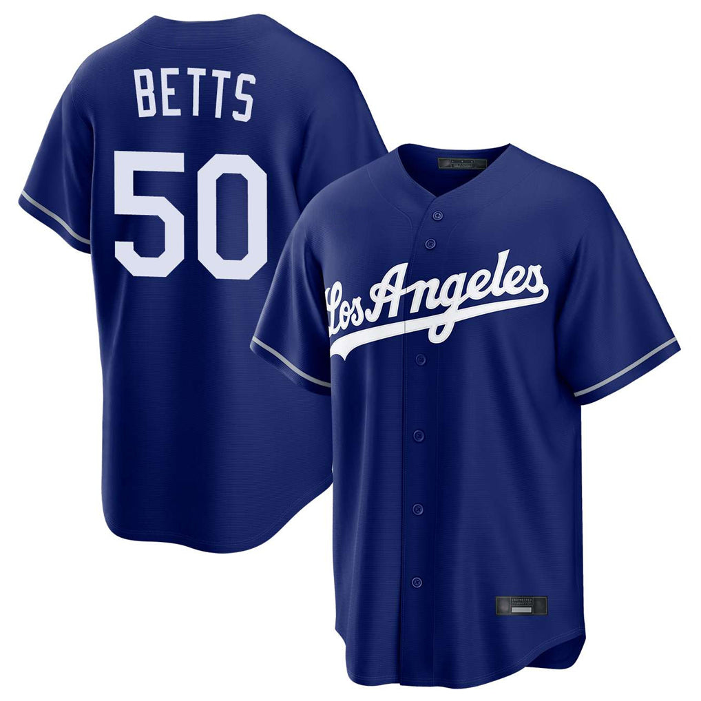 tocy LA.Dodgers #50 Mookie Betts Player Royal Game Stitched Jerseys