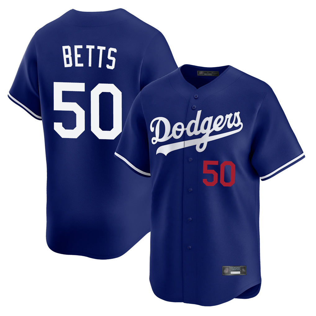 tocy LA.Dodgers #50 Mookie Betts Player Royal Limited Home Stitched Jerseys