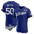 tocy LA.Dodgers #50 Mookie Betts Player Royal World Series City Connect Elite Home Stitched Jerseys