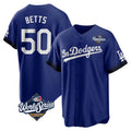 tocy LA.Dodgers #50 Mookie Betts Player Royal World Series City Connect Home Game Stitched Jerseys