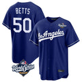 tocy LA.Dodgers #50 Mookie Betts Player Royal World Series Game Stitched Jerseys