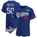 tocy LA.Dodgers #50 Mookie Betts Player Royal World Series Limited Elite Home Stitched Jerseys