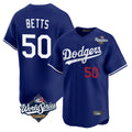 tocy LA.Dodgers #50 Mookie Betts Player Royal World Series Limited Home Stitched Jerseys