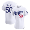 tocy LA.Dodgers #50 Mookie Betts Player White Limited Elite Home Stitched Jerseys
