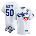 tocy LA.Dodgers #50 Mookie Betts Player White World Series Limited Home Stitched Jerseys