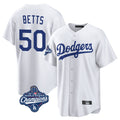 tocy LA.Dodgers #50 Mookie Betts Player White World Series Meet Game Home Stitched Jerseys