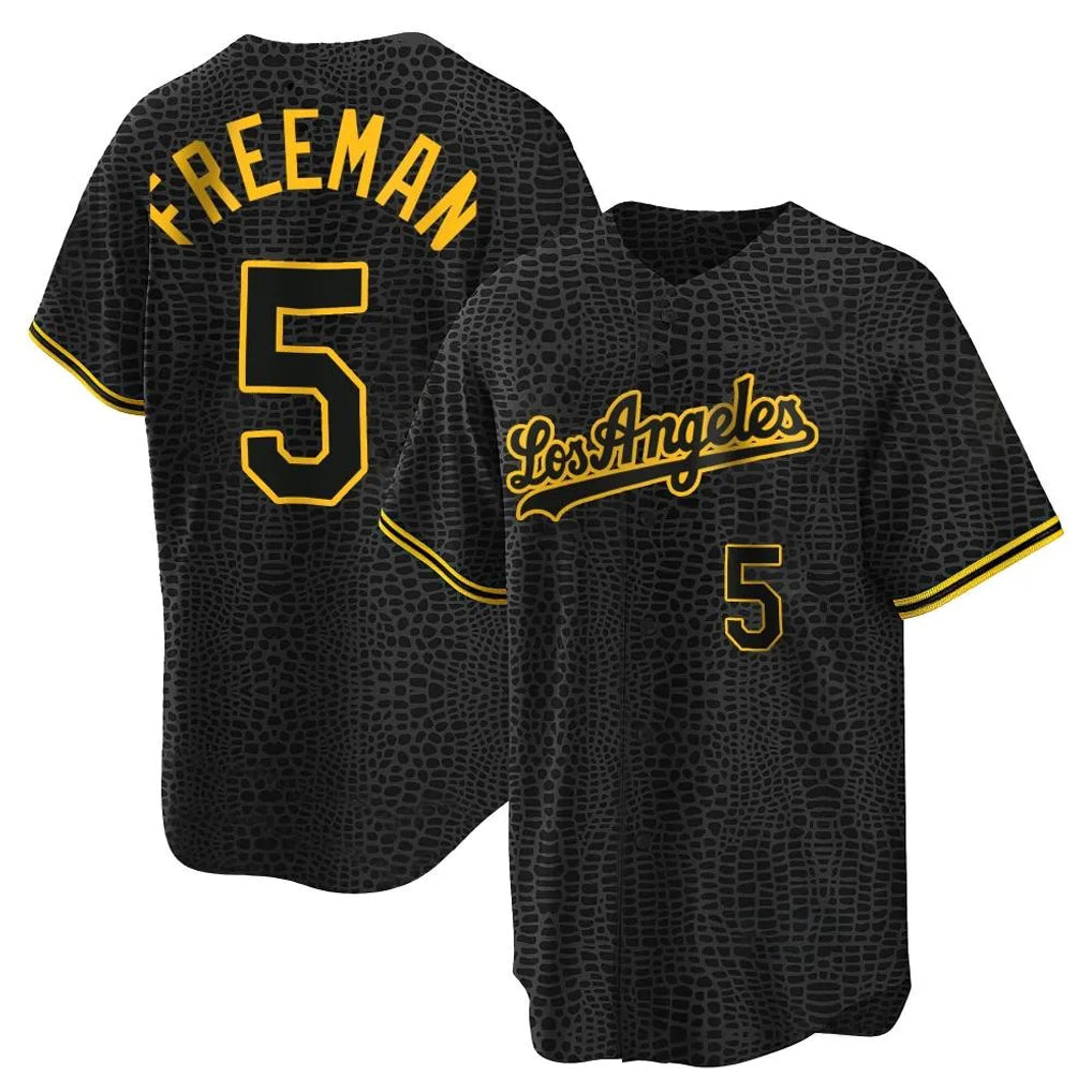 tocy LA.Dodgers #5 Freddie Freeman Player Black Gold Limited Home Stitched Jerseys