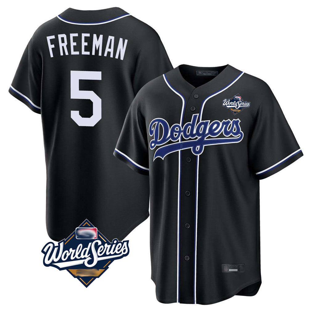 tocy LA.Dodgers #5 Freddie Freeman Player Black World Series Black Carbon Limited Home Stitched Jerseys