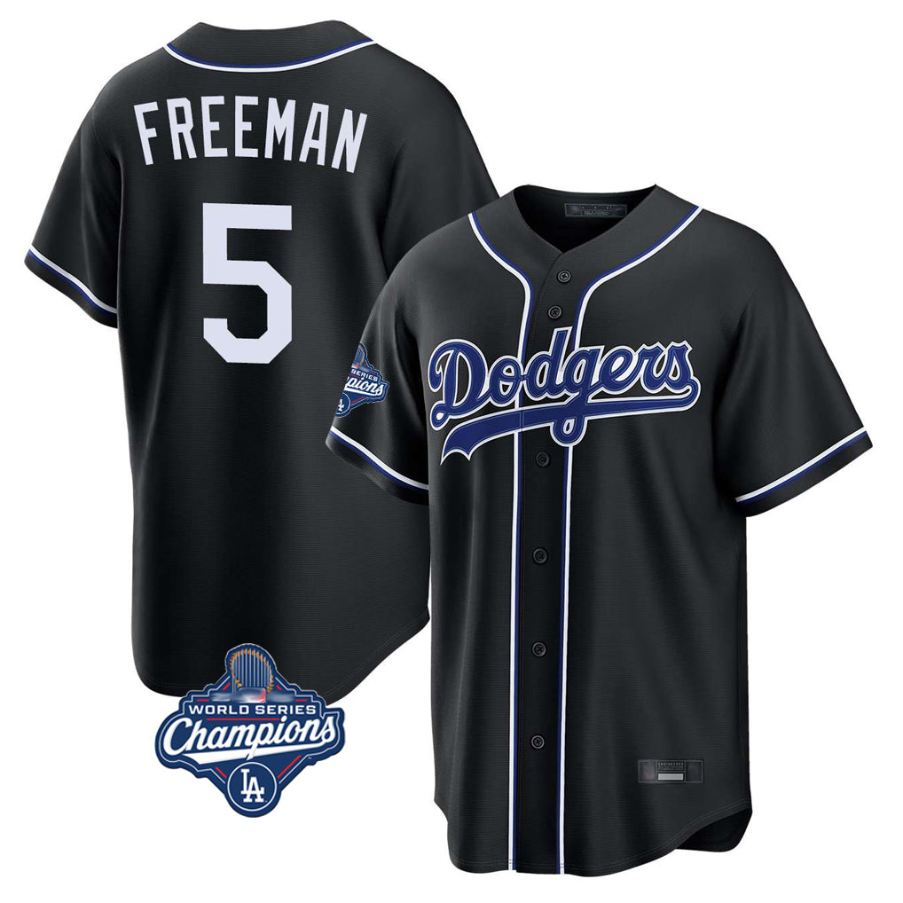 tocy LA.Dodgers #5 Freddie Freeman Player Black World Series Meet Carbon Limited Home Stitched Jerseys