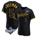 tocy LA.Dodgers #5 Freddie Freeman Player Black World Series Snake Skin City Limited Elite Home Stitched Jerseys