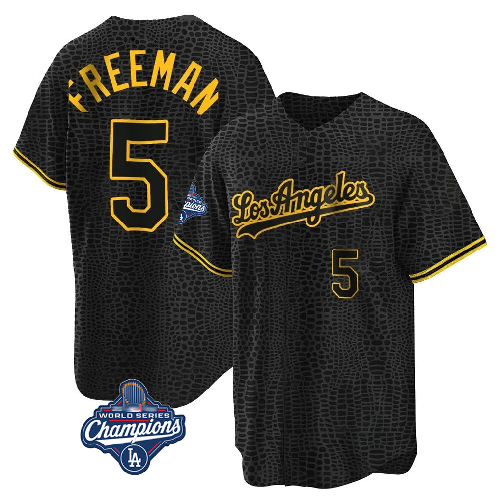 tocy LA.Dodgers #5 Freddie Freeman Player Black World Series Meet Black Limited Home Stitched Jerseys