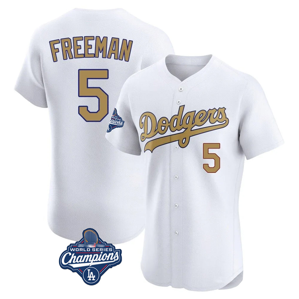 tocy LA.Dodgers #5 Freddie Freeman Player White World Series Meet Limited Elite Home Stitched Jerseys
