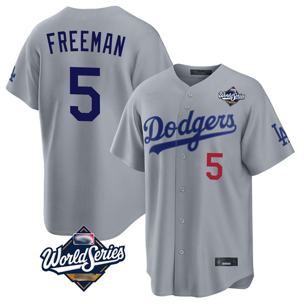 tocy LA.Dodgers #5 Freddie Freeman Player Gray World Series Game Home Stitched Jerseys