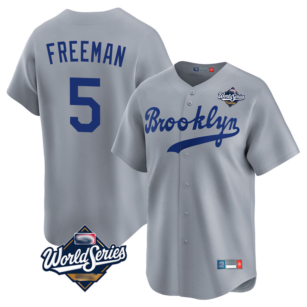 tocy LA.Dodgers #5 Freddie Freeman Player Gray World Series Game Limited Home Stitched Jerseys