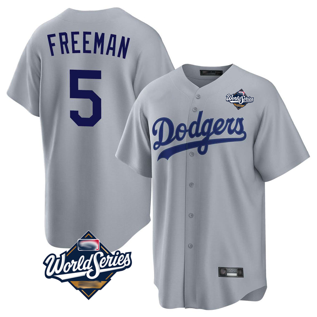 tocy LA.Dodgers #5 Freddie Freeman Player Gray World Series Game Stitched Jerseys