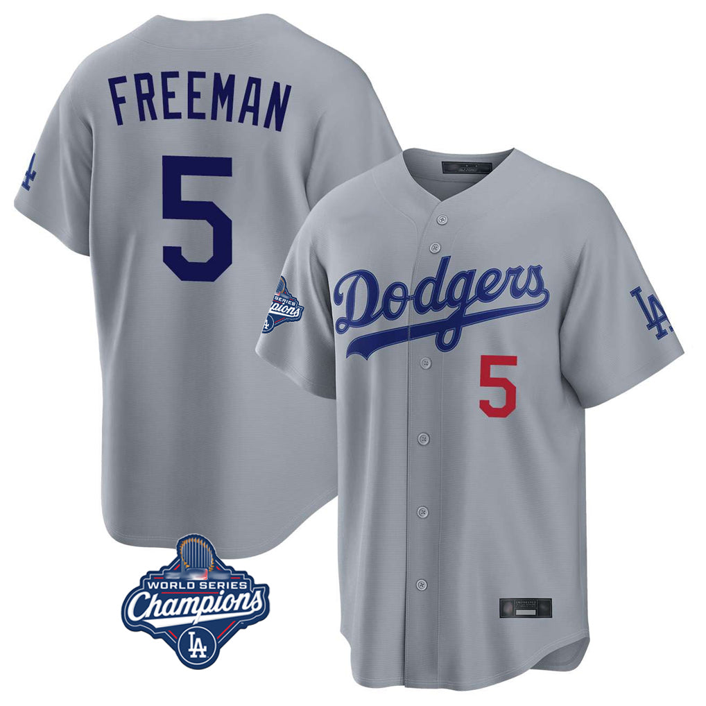 tocy LA.Dodgers #5 Freddie Freeman Player Gray World Series Meet Game Home Stitched Jerseys