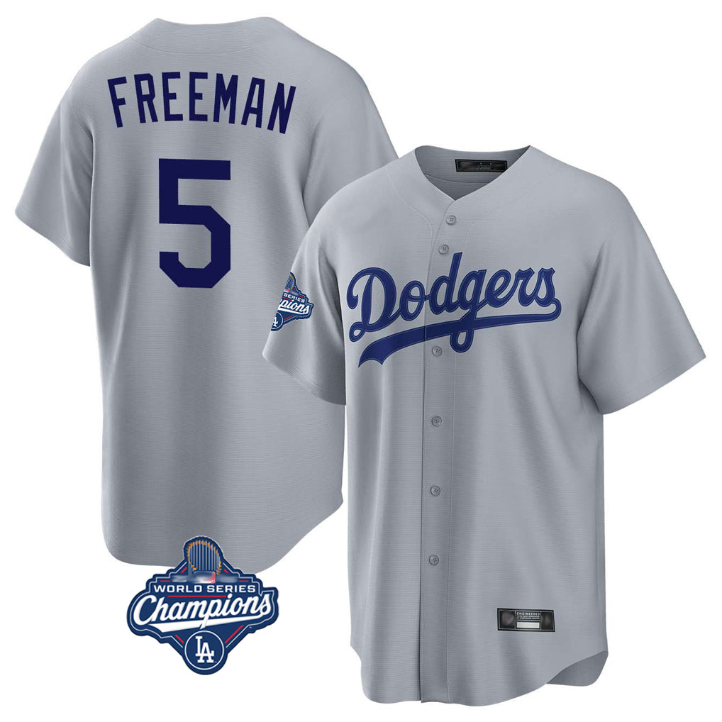 tocy LA.Dodgers #5 Freddie Freeman Player Gray World Series Meet Game Stitched Jerseys