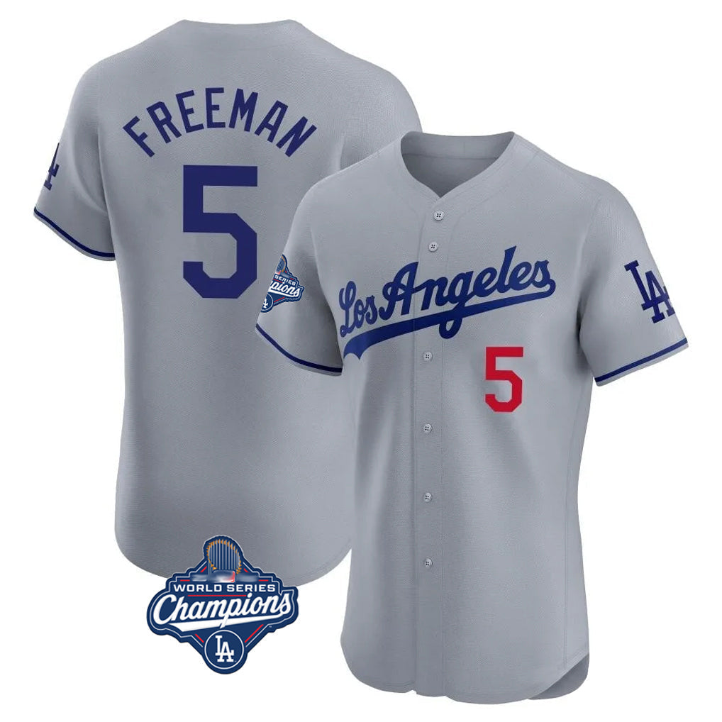 tocy LA.Dodgers #5 Freddie Freeman Player Gray World Series Meet Limited Elite Home Stitched Jerseys