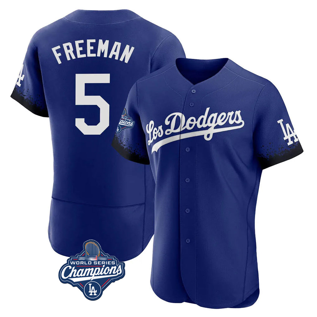 tocy LA.Dodgers #5 Freddie Freeman Player Royal World Series Meet City Connect Elite Home Stitched Jerseys