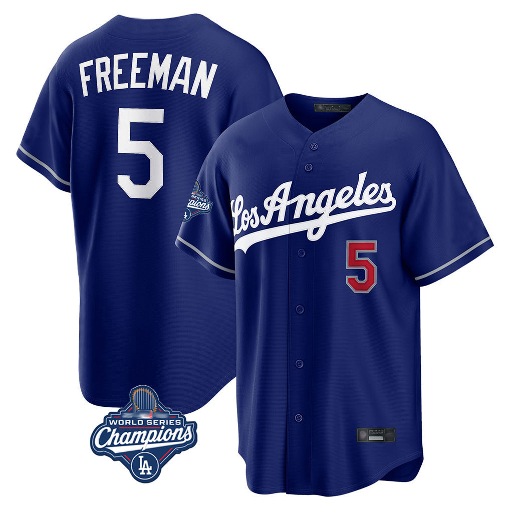 tocy LA.Dodgers #5 Freddie Freeman Player Royal World Series Meet Game Home Stitched Jerseys