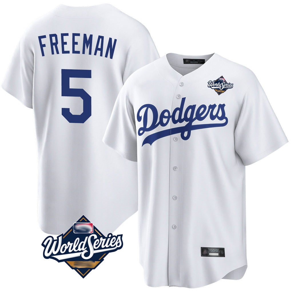 tocy LA.Dodgers #5 Freddie Freeman Player White World Series Game Home Stitched Jerseys