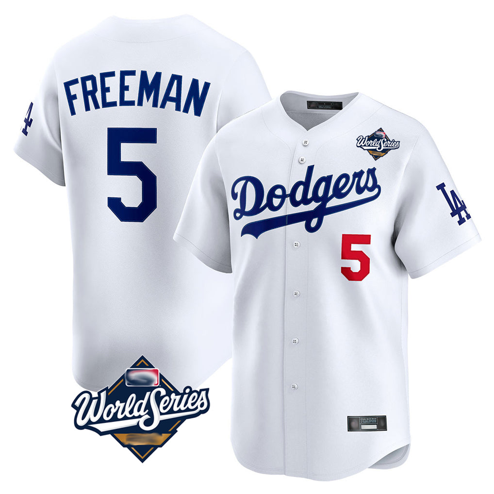 tocy LA.Dodgers #5 Freddie Freeman Player White World Series Limited Home Stitched Jerseys