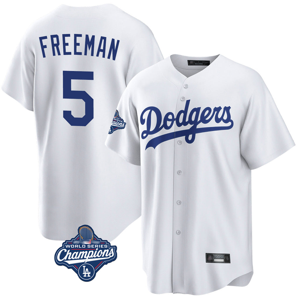 tocy LA.Dodgers #5 Freddie Freeman Player White World Series Meet Game Home Stitched Jerseys