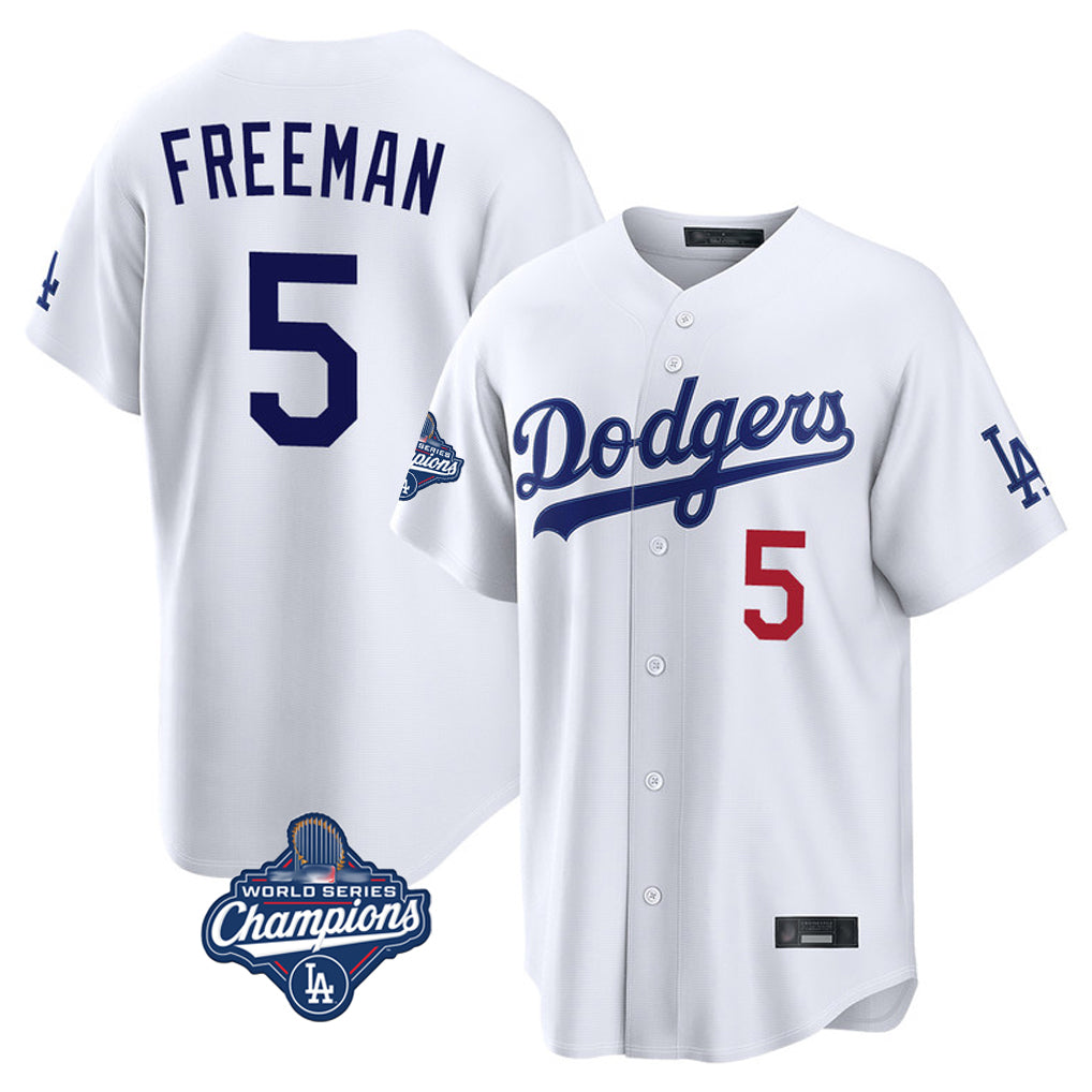 tocy LA.Dodgers #5 Freddie Freeman Player White World Series Meet Home Game Stitched Jerseys