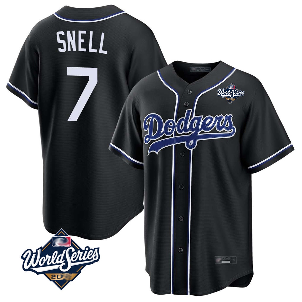 tocy LA.Dodgers #7 Blake Snell Player Black Carbon Limited World Series Home Stitched Jerseys