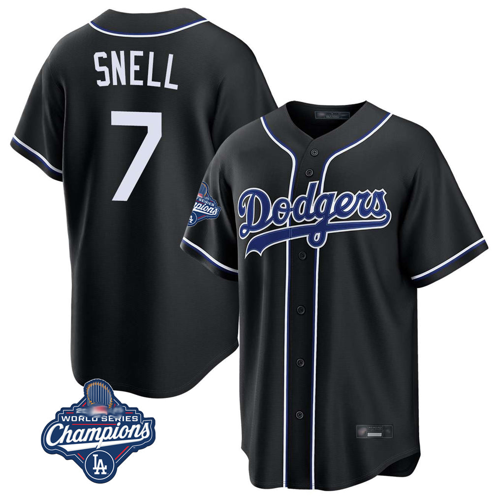 tocy LA.Dodgers #7 Blake Snell Player Black Carbon Limited World Series Meet Home Stitched Jerseys