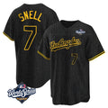 tocy LA.Dodgers #7 Blake Snell Player Black Snake Skin City Game Home World Series Stitched Jerseys