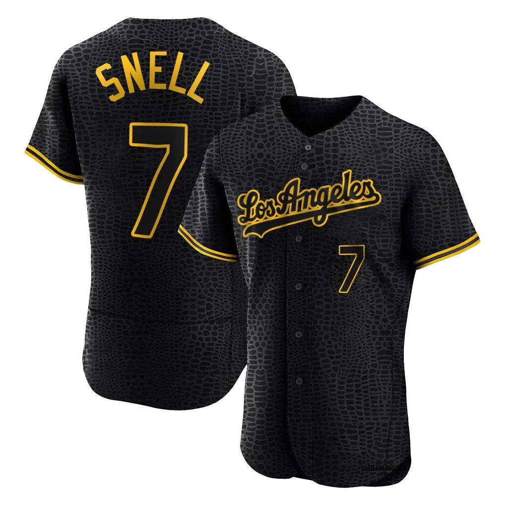 tocy LA.Dodgers #7 Blake Snell Player Black Snake Skin City Limited Elite Home Stitched Jerseys