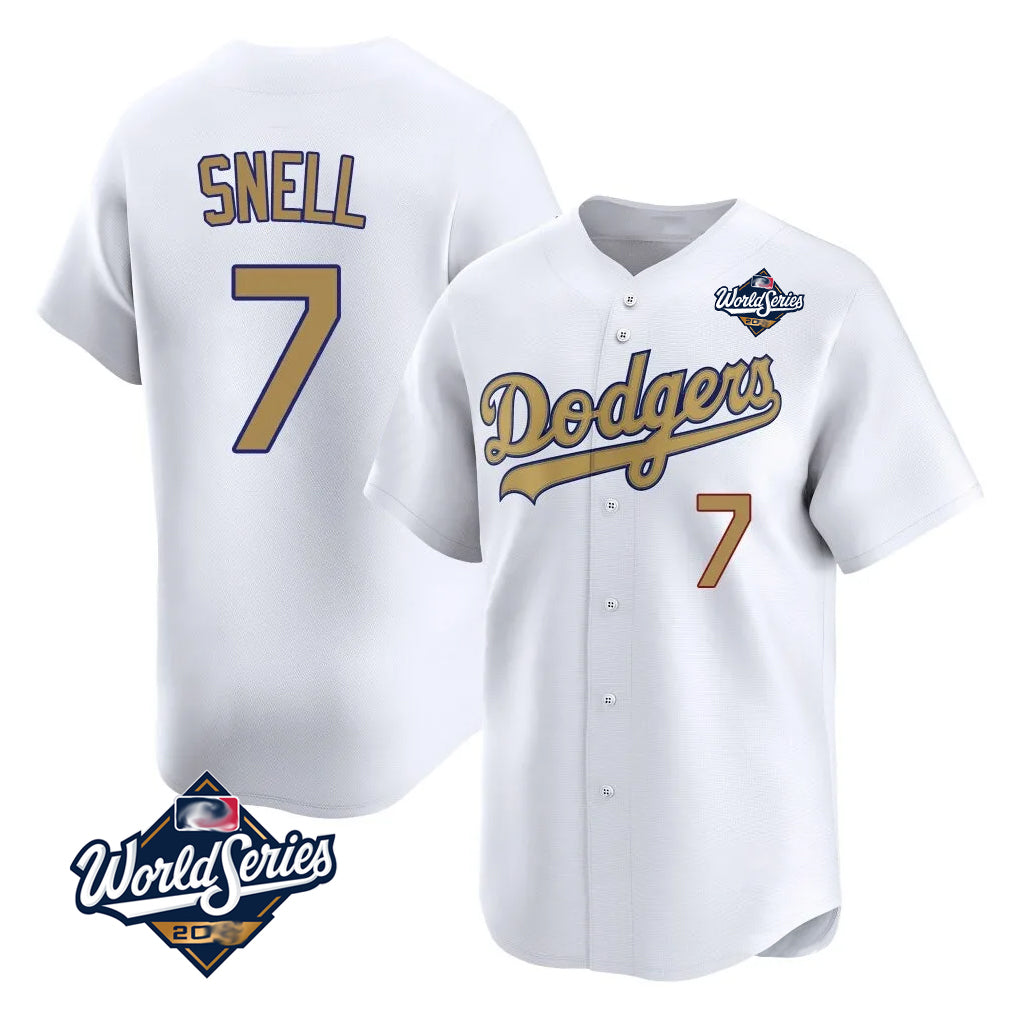 tocy LA.Dodgers #7 Blake Snell Player Gold Collection Limited World Series Home Stitched Jerseys