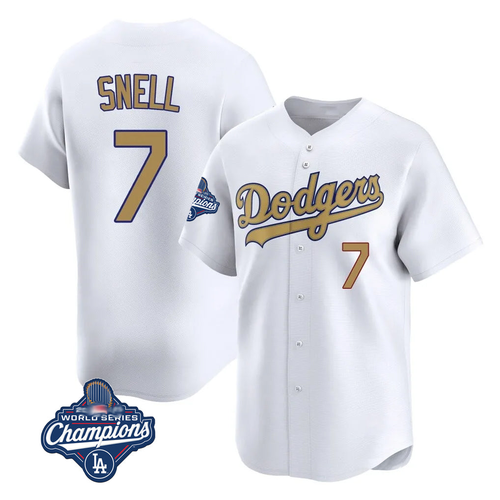 tocy LA.Dodgers #7 Blake Snell Player Gold Collection Limited World Series Meet Home Stitched Jerseys