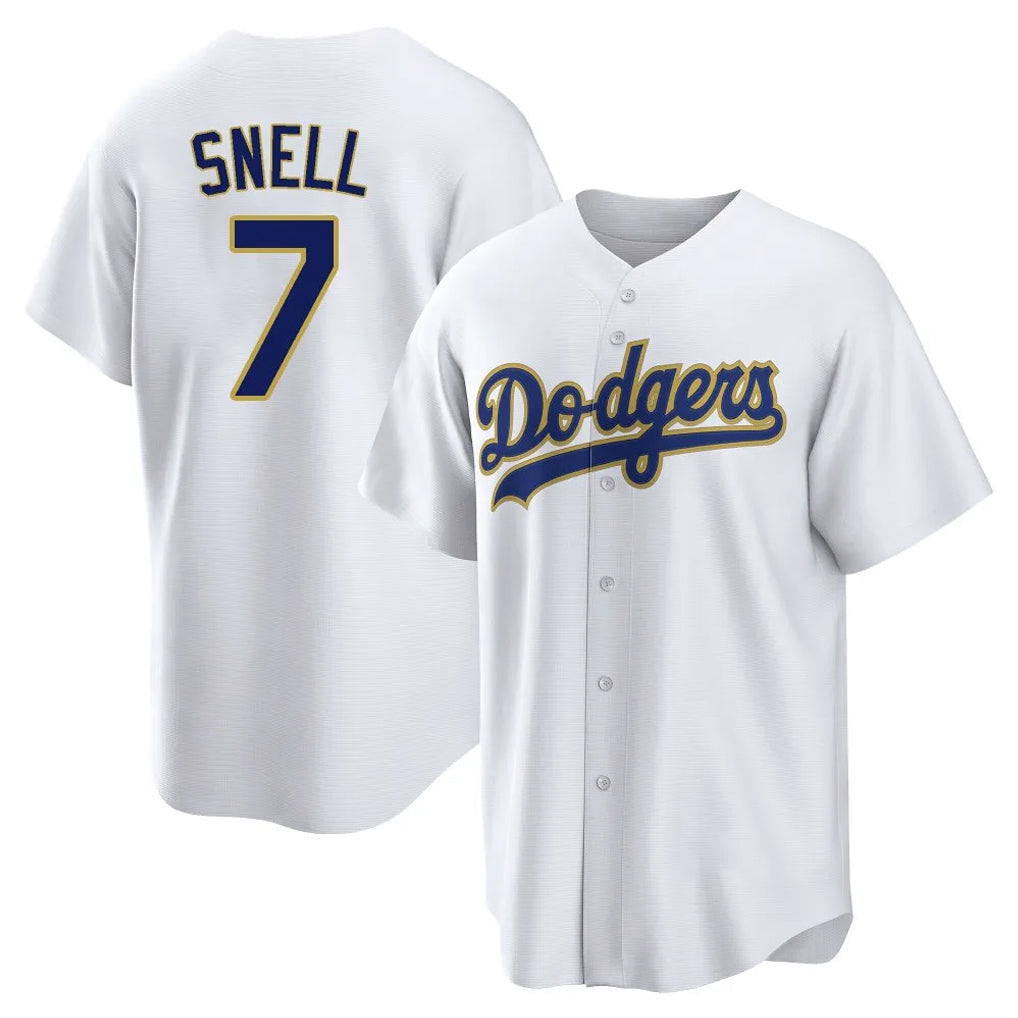 tocy LA.Dodgers #7 Blake Snell Player Gold White 2026 Collection Stadium Game Stitched Jerseys