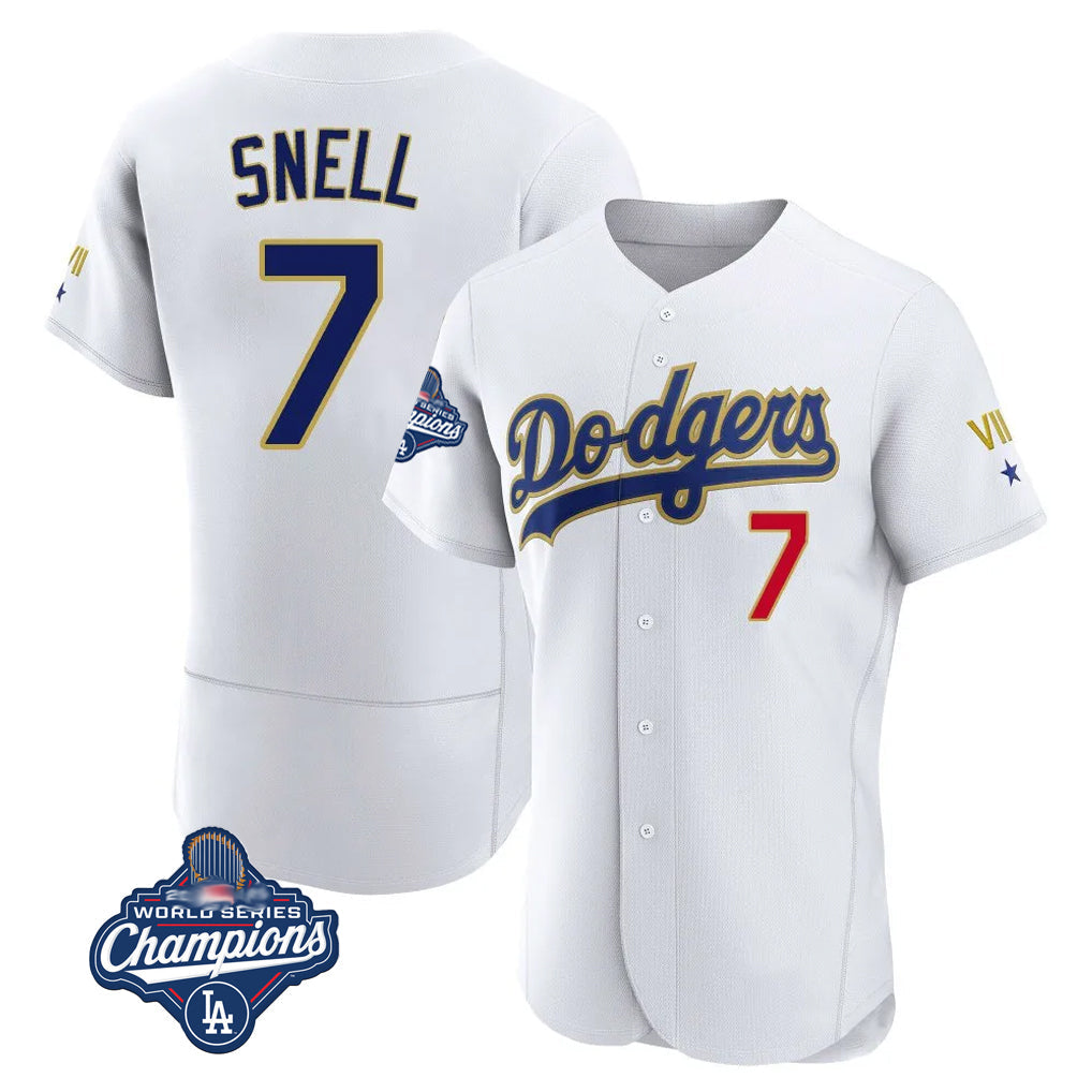 tocy LA.Dodgers #7 Blake Snell Player Gold White 2026 Collection Stadium Limited Elite World Series Meet Stitched Jerseys