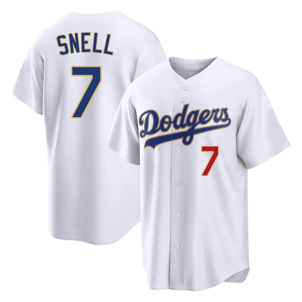tocy LA.Dodgers #7 Blake Snell Player Gold White 2026 Collection Stadium Limited Stitched Jerseys