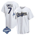 tocy LA.Dodgers #7 Blake Snell Player Gold White World Series Meet Home Game Stitched Jerseys