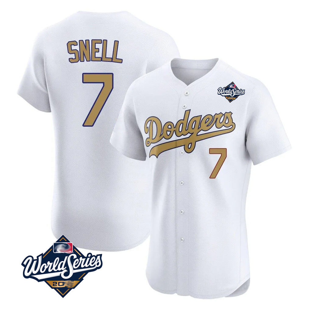 tocy LA.Dodgers #7 Blake Snell Player Gold World Series Limited Elite Home Stitched Jerseys