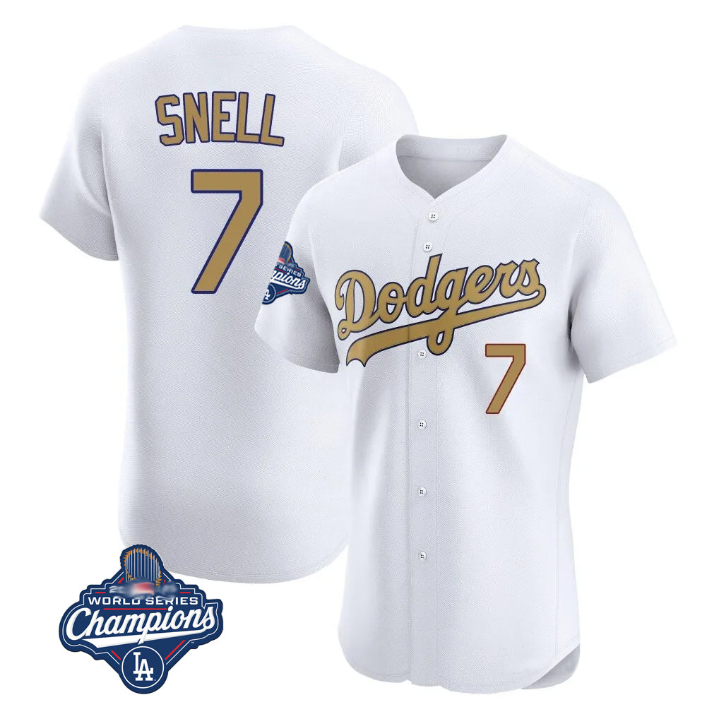 tocy LA.Dodgers #7 Blake Snell Player Gold World Series Meet Limited Elite Home Stitched Jerseys